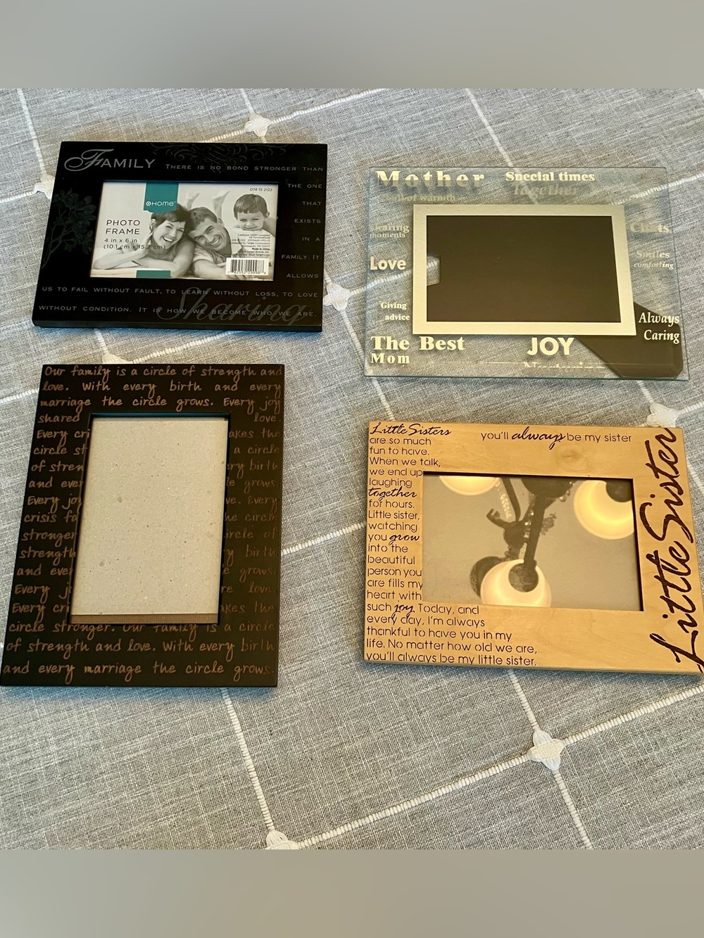 4 Sentiment Word Art Decorative Photo Frames for 4x6 photos